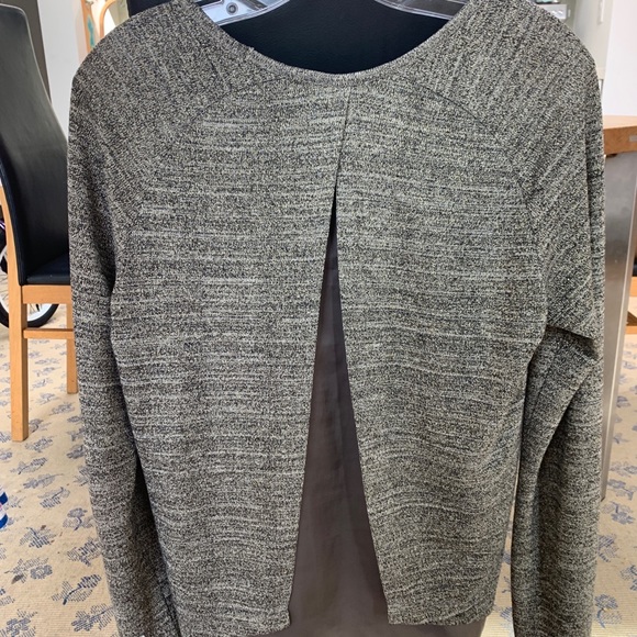 Reiss gold-fleck split-back sweater, silk underlay - Picture 4 of 7